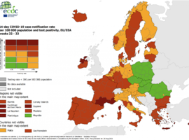 Bruxelles en rouge foncé sur la carte européenne, la Wallonie reste en rouge