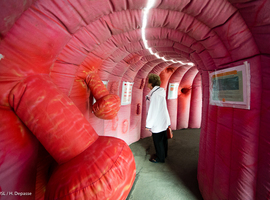 Un côlon géant installé aux Cliniques Saint-Luc pour sensibiliser au cancer colorectal