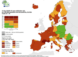 La Belgique désormais complètement en rouge sur la carte européenne