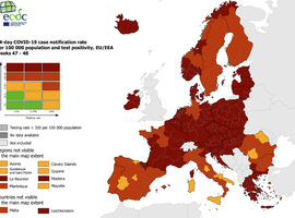 La Belgique toujours en rouge foncé sur la carte européenne du Covid