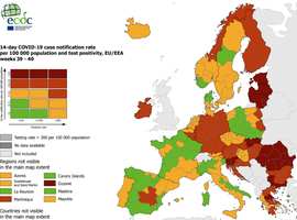 Bruxelles et la Wallonie toujours en rouge sur la carte européenne