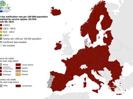 La carte européenne du Covid en rouge foncé pour la troisième semaine consécutive