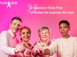 Les rubans de Think Pink se déclinent en quatre nuances de rose